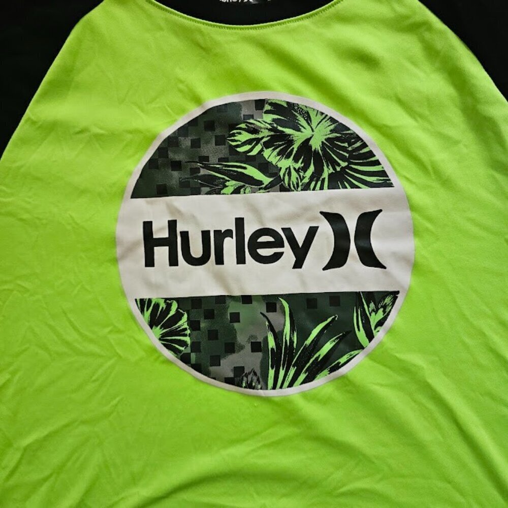 Hurley Boy's Flash Lime Circle Print UPF 50+ Crew Neck Shirt Size XL - Picture 6 of 6
